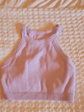 aerie Lilac Ribbed Halter Crop Tank